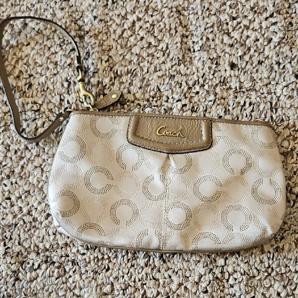 Coach Cream Clutch Wristlet with Signature Monogram